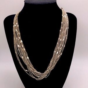 Silvertone 14 strand 18” chain necklace marked AA with extender 13.5